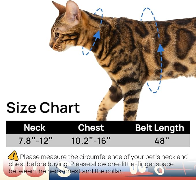 Cat Harness and Leash Set - Escape Proof Adjustable Cat Harness, Comfortable Soft Lightweight, Use Safe & Easy, Walking Travel Kitten Harness for Small Medium Large Cats (Trail 66 Blue)