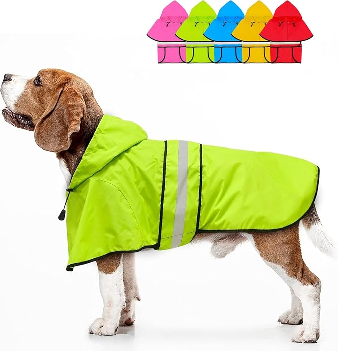 Dog Raincoat - Reflective Waterproof Dog Rain Jacket Lightweight Rain Coat for Small Medium Large Dogs (Medium, Green)