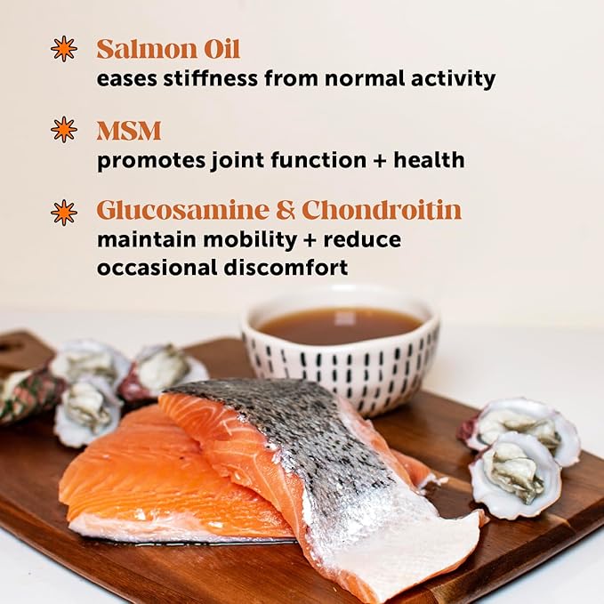 Pet Honesty Dog Joint Supplement with Salmon Oil for Dogs - Ease Stiffness, Reduce Discomfort & Support Joint Mobility Liquid Supplement, Dog Food Topper Bone Broth with Glucosamine for Dogs (12 oz)