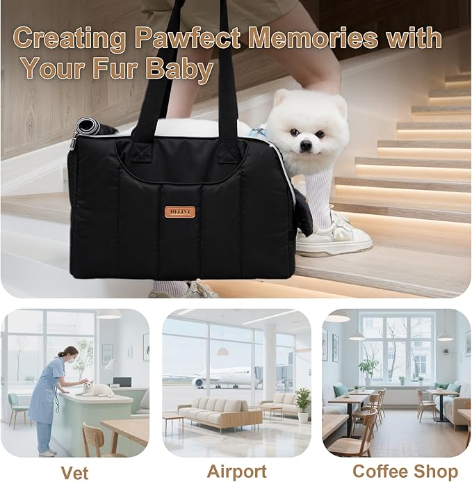 Dog Purse Carrier for Small Dogs Cats Rabbits Up to 13lbs, Lightweight Pet Sling Carriers with Crossbody Strap, Portable Puppy Soft Sided Tote Bag Carrier for Vet,Hiking,Travel Black