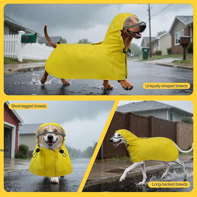 DENTRUN Dog Rain Jacket for Poodle, Bichon – Breathable Mesh Lined, No-Sleeves Easy Wear – Perfect for Rainy Day Walks, Park Visits, Travel, M