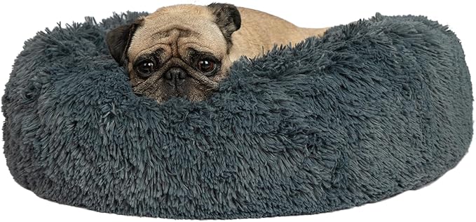 Best Pet Supplies Dog House Bed Crate Mat Tent Indoor Round Soft Plush for Small, Medium, and Large Breeds - Gray, 27 x 27 x 7.5