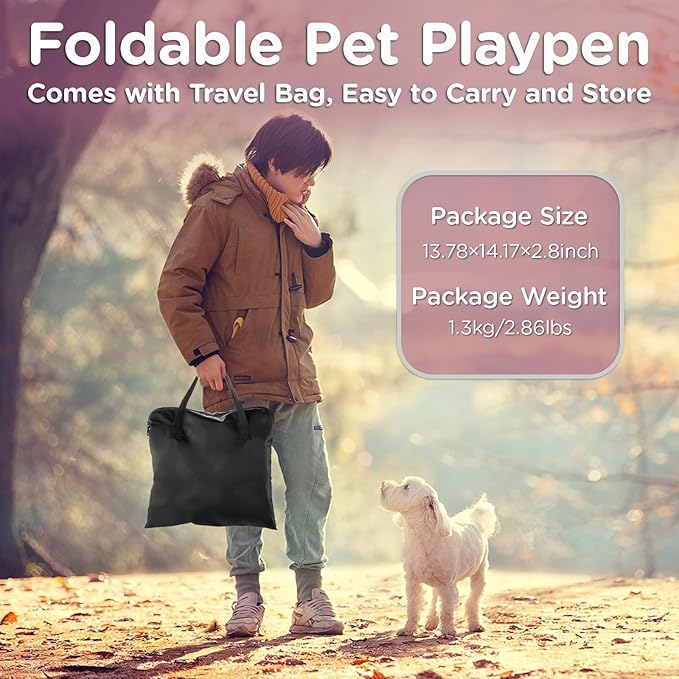 Foldable Pet Kitten Playpen, Upgrade Waterproof Portable Cat Dog Playpen Kennel Tent for Small Dog Cat, Retractable Shade Cover, Come with Free Carrying Case, Indoor Outdoor Use for Small Pet, Pink