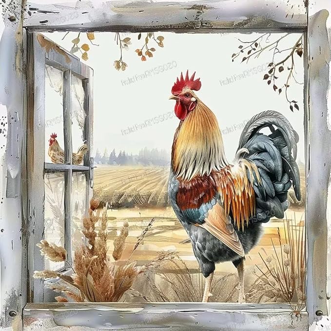 Window Sill Rooster Wooden Jigsaw Puzzles 500 Pieces - 500 Piece Jigsaw Puzzle 15 X 20 Inches, Fun Indoor Activity - Gift Poster, Patience Enhancing Stress Relief Gifts