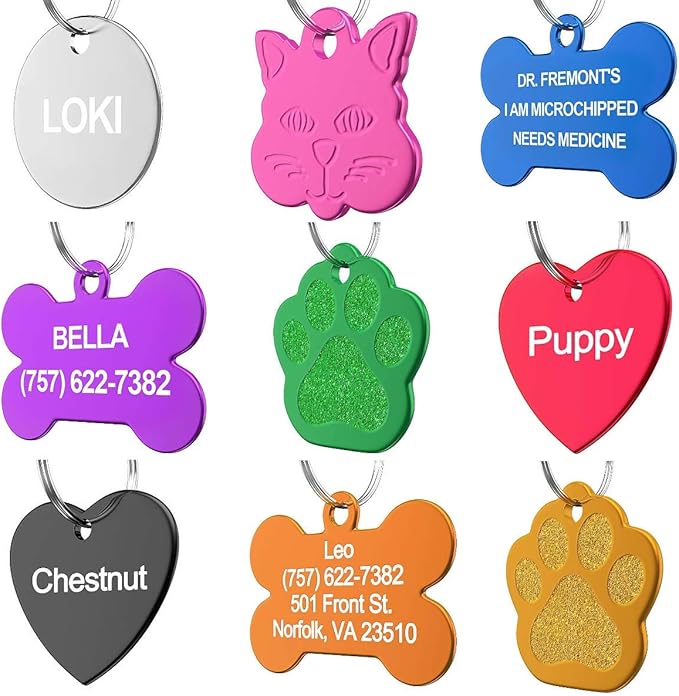 Dr. Fremont's Pet ID Tag Custom for Dog Cat Personalized | Many Shapes and Colors to Choose from | Made in USA | Strong Anodized Aluminum (Small, Bone)