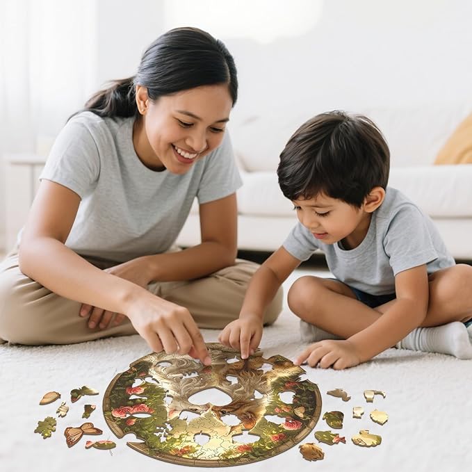 Wooden Puzzle - Couple Cat Wood Puzzles Adult - Unique Animal Shape Wood Jigsaw Puzzles - Birthday Gifts for Cat Puzzle Lovers, Family (13.3 * 13.3in-300 Pieces)