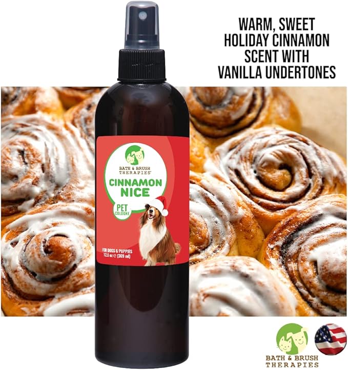 Showseason Animal Products Bath & Brush Therapies® Pet Cologne Cinnamon Nice For Dogs 12.5 oz | Long-Lasting Odor Eliminator | Paraben-Free | Biodegradable & Non-Toxic | Made in USA