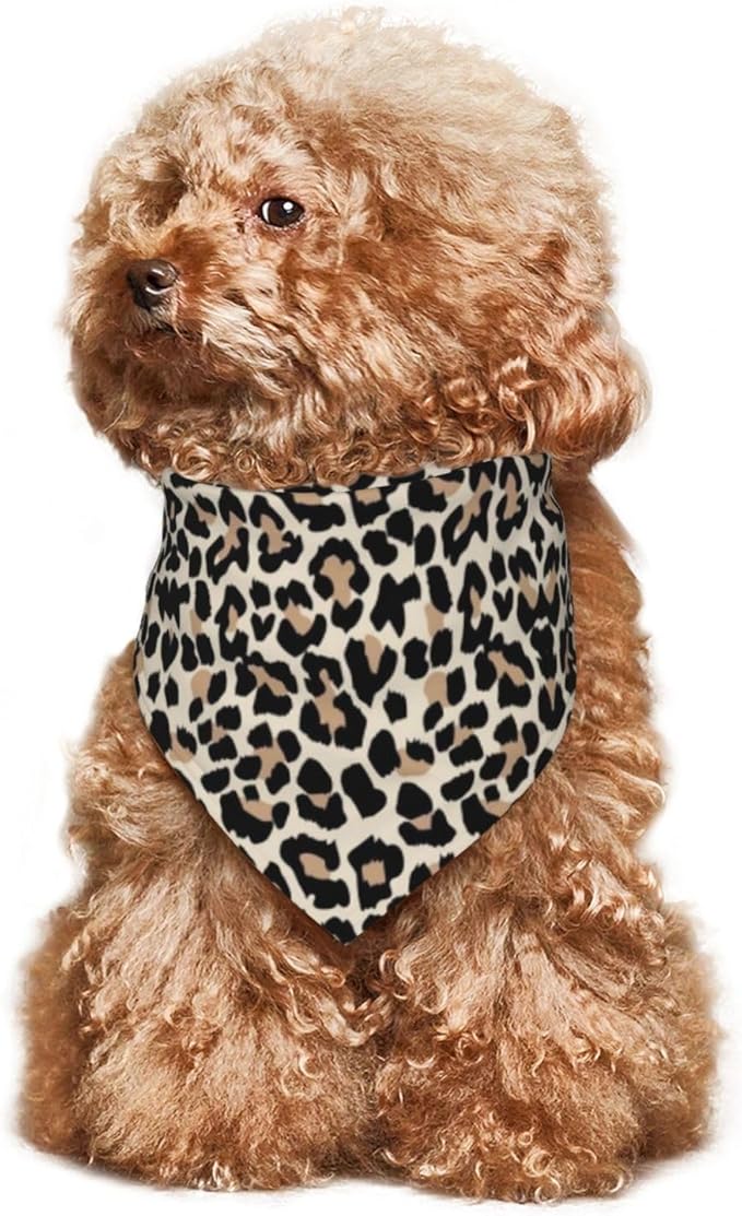 Leopard Print Dog Bandana,Soft Comfortable Pet Triangle Bibs Scarf for Puppy Cats Dogs, Cute Leopard Designs Washable Kerchief Scarf for Dog Lovers (Black)