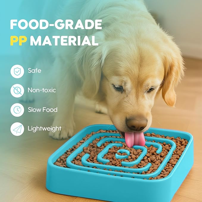 TOBYTO Slow Feeder Dog Bowls for Large Medium Breed, Anti-Choking Pet Slow Feeding Food Bowl, Non Slip Maze Puzzle Dog Feeder Bowl Prevent Bloating,Blue