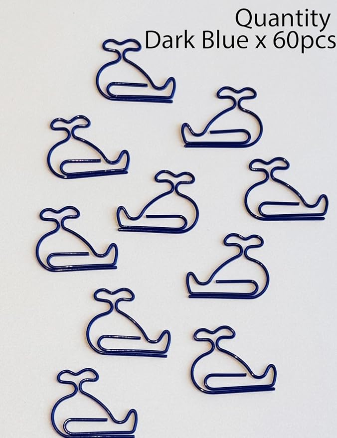 Cute Paper Clips, 60 PCS Whale Shaped Paper Clips Animal Bookmarks Clips, Assorted Colors, Fun Office Gifts for Women Men Coworkers Teachers Students Girls Boys, Christmas Gifts