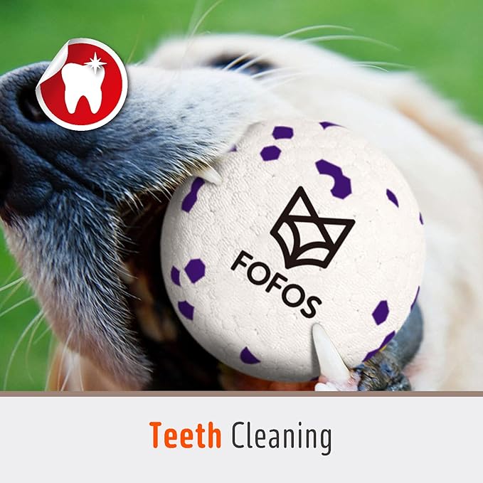 FOFOS Dog Balls Chew Toys Tennis Ball for Aggressive Chewers Teething Molar Toys Water Toy Interactive Fetch Balls Gift Set for Large Medium Dog and Puppies (4 Pack-White)