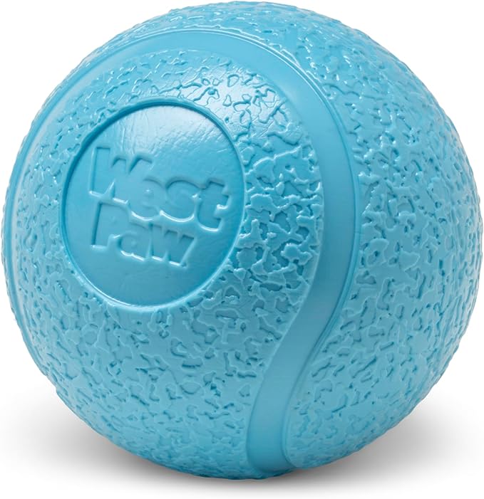 WEST PAW Boundr Ball Dog Fetch Toy – Bouncing Toys for Dogs, Fetch, Catch, Chewing, Play – Floatable, Recyclable Balls – Small Aqua Blue/Dandelion Yellow 2-Pack