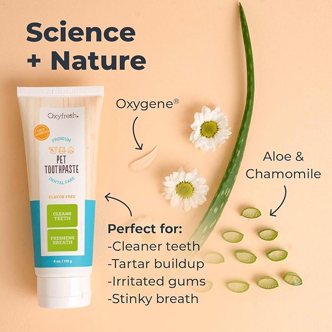 Oxyfresh Premium Cat & Dog Toothpaste - Best Teeth Cleaning Gel Helps Fight Plaque, Tartar and Extreme Bad Cat & Dog Bad Breath - Vet Approved Pet Dental Care Toothpaste - 4oz