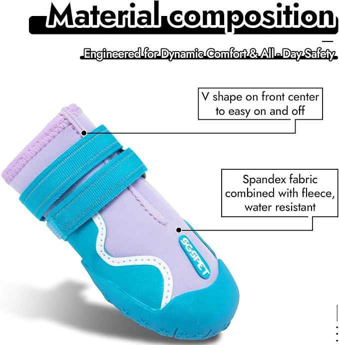 Dog Shoes, Waterproof Dog Boots & Paw Protectors with Anti-Slip Sole, 4pcs/Set Pet Dog Booties, Reflective Dog Shoes for Small Medium Large, Winter Snowy Summer Hot Pavement (Blue, 1# (3XS))