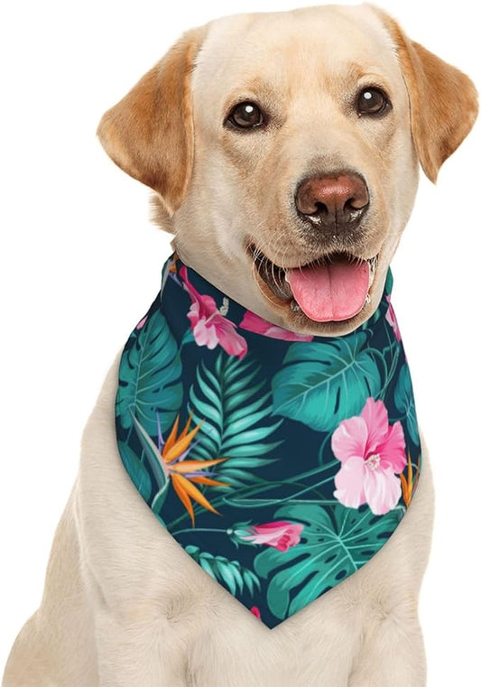 Hawaii Hawaiian Flower Leaf Dog Bandana Scarf Triangle Bibs Pet Accessories Cat Kerchief
