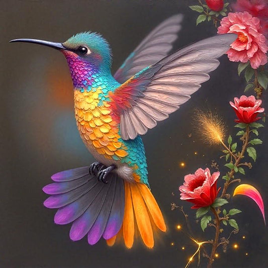 Hummingbird Puzzles for Adults 1000 Pieces, Vibrant Flower Fantasy Art Jigsaw Puzzle with Letters on Back, Flower and Bird Challenging Puzzle, Cardboard, Premium Family Game Decor & Gift(22.8x22.8in)