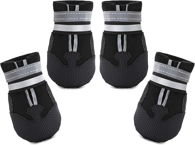 Dimicoo Water-Resistant Dog Boots for Medium Large Dogs,Non-Slip Dog Shoes for Winter Snow,Lightweight Paw Protector for Cold Pavement,Soft Dog Booties for Outdoor Walking Indoor Hardfloors