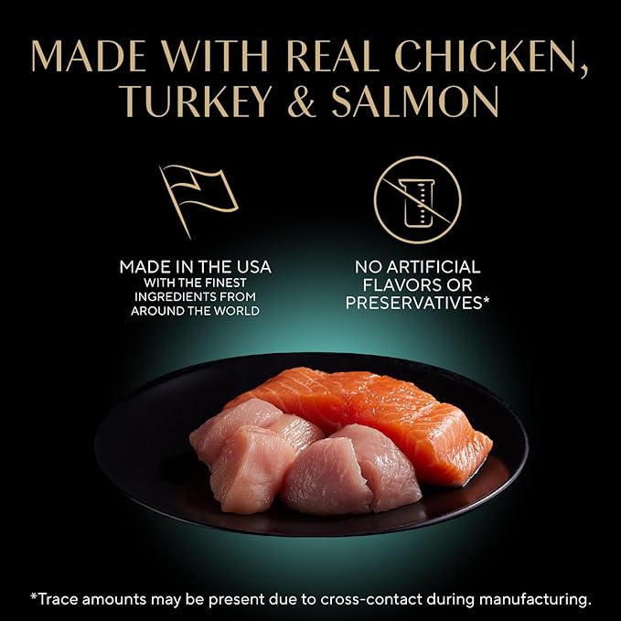 Sheba Perfect Portions Wet Cat Food Cuts in Gravy Variety Pack, Roasted Chicken Entree, with Sustainable Salmon, and Tender Turkey Entree, 2.6 oz. Twin-Pack Trays (24 Count, 48 Servings)