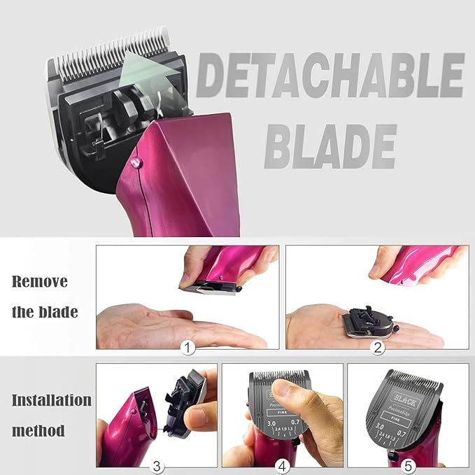 Adjustable Dog Grooming Clipper 5-in-1 Blade Compatible with WAHL Professional Animal Clipper Arco, Bravura, Chromado, Creativa, Figura, and Motion Pet, Dog, and Horse(Black)