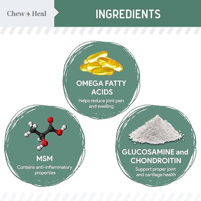 Glucosamine for Dogs Hip and Joint Supplement - 60 Senior Dogs Mobility Soft Chews - Made with Glucosamine, MSM, Chondroitin, Green Lipped Mussels and More - Made in The USA