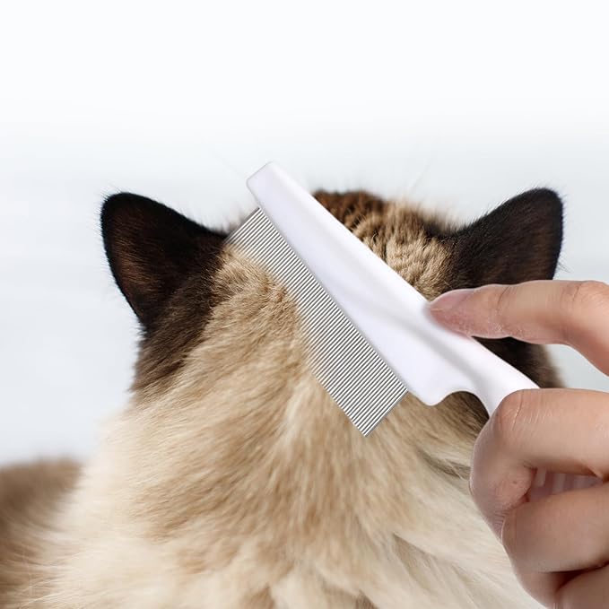 Flea Comb for Dogs and Cats, 3 Pack Fine Tooth Lice Brushers Flea Comb for Kittens, Indoor Cats, Small & Large Dogs, White