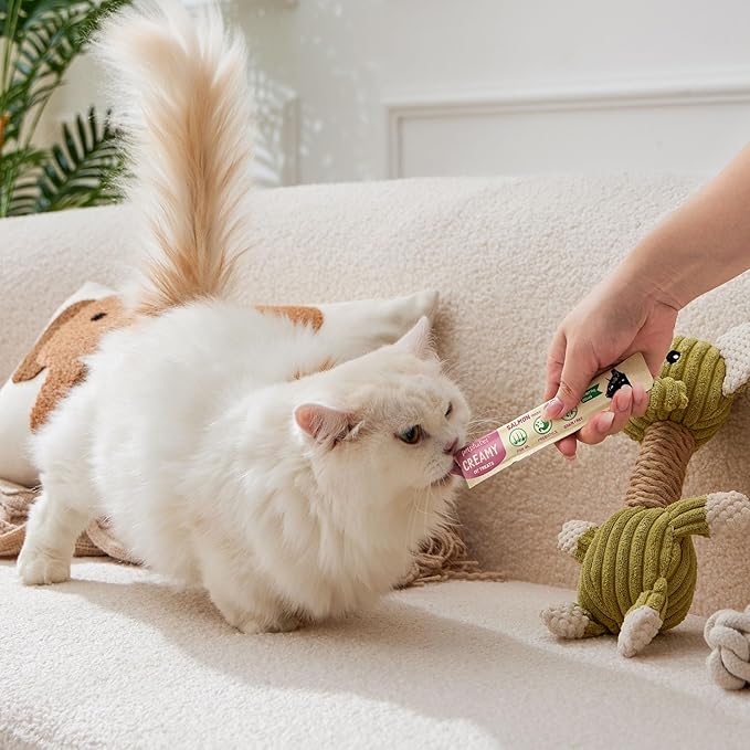 PETPHABET Lickable Cat Treats, Creamy Puree Wet Kitten Treats Salmon Recipe, Squeezable Paste Cat Snacks, Grain-Free Kitty Treat, High Protein Squeeze Up Tubes for Cats (0.5 oz x 20 Counts)