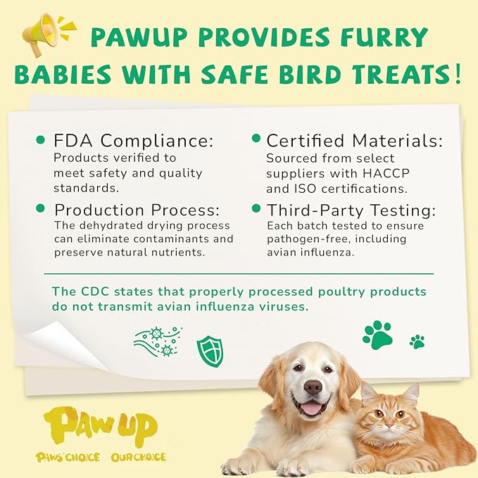 PAWUP Dog Treats Jerky Duck Crisp Flakes, 1% Taurine Added, 6oz (170g), Duck Jerky Chip Flakes, High Protein Dog Training Rewards, Rawhide-Free, Gluten-Free