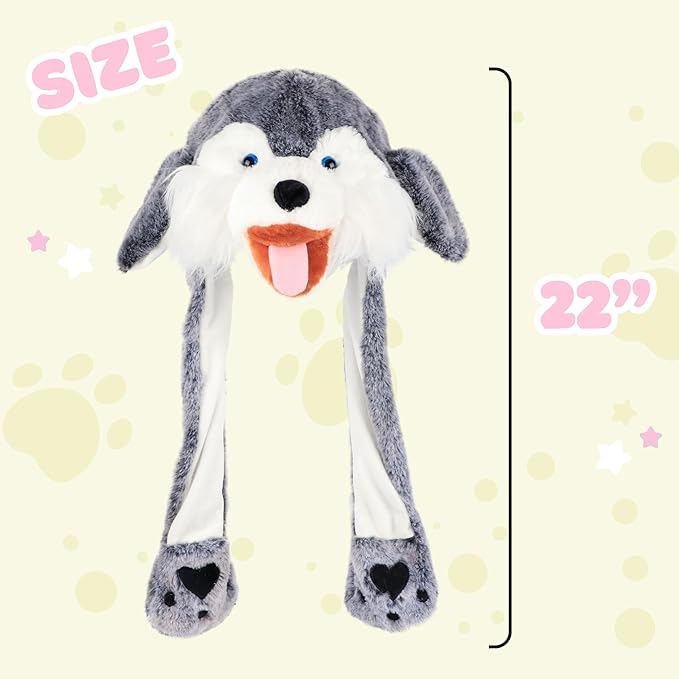 Animal Hat with Ears Moving Jumping Pop Up Beating Hat Plush Holiday Cosplay Dress Up Funny Gift for Kids