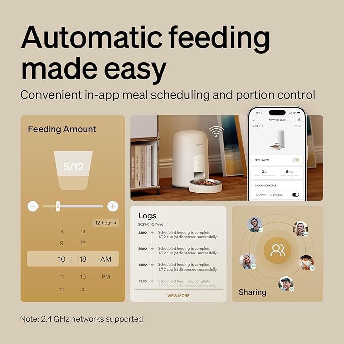 PETLIBRO Automatic Cat Feeder, WiFi Automatic Cat Food Dispenser Rechargeable Battery-Operated with 30-Day Life, AIR Pet Feeder for Cat & Dog, Timed Cat Feeder 1-6 Meals Control, 2L Auto Cat Feeder