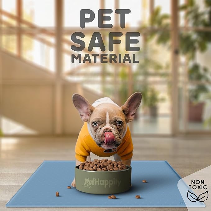 Dog Food Mat - 24x15 Raised Edges Dogs Mat for Food and Water Prevent Spill, Waterproof Cat Food Mats Protect Floors, Easy Clean Dog Bowl Mats for Food and Water, Silicone Pet Feeding Placemats