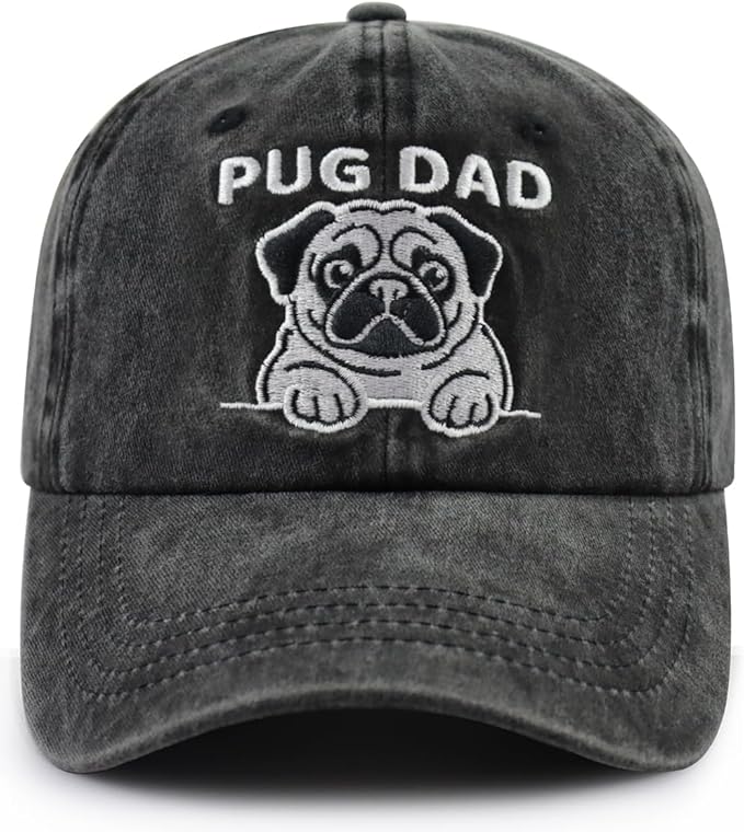 Dog Lover Hat for Men Women, Funny Adjustable Embroidered Cotton Pug Mom and Dad Baseball Cap