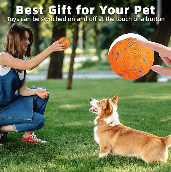 TVM Interactive Dog Toys Ball, Automatic Moving, Bouncing Chew Toys, E-TPU Material, Suitable for Large and Medium-Sized Dogs, Used for Boredom Relief and Daily Training, USB Rechargeable