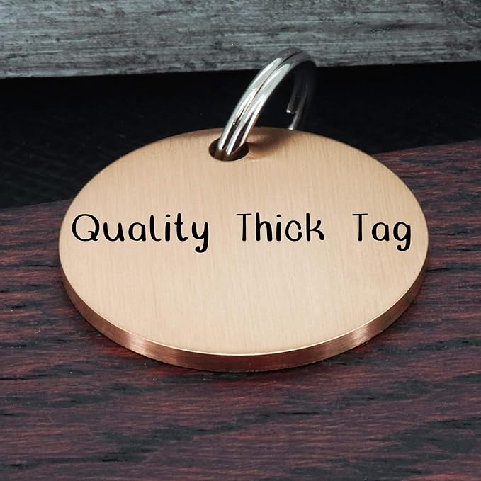 Ultra Joys Dog ID Tag, Custom Pet Tag, Personalized Dog Tags, Pet ID Tag, Brushed Stainless Steel Round Cat Tag Rose Gold Small