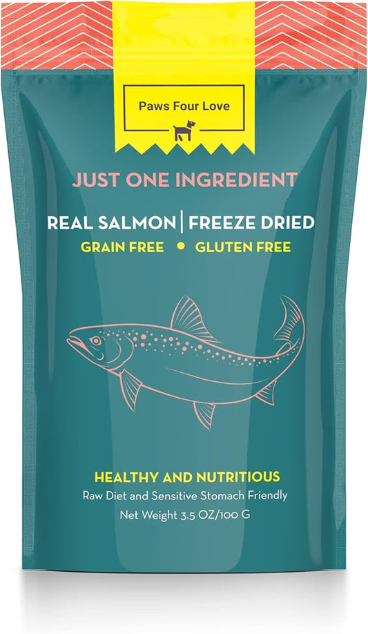Organic Freeze-Dried Salmon Treats — Single Ingredient, Grain-Free & Gluten-Free — High Protein, Skin & Coat Support, Raw-Diet Friendly — Made in USA (Pack of 3)