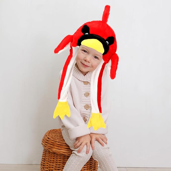Animal Hat with Ears Moving Jumping Pop Up Beating Hat Plush Holiday Cosplay Dress Up Funny Gift for Kids