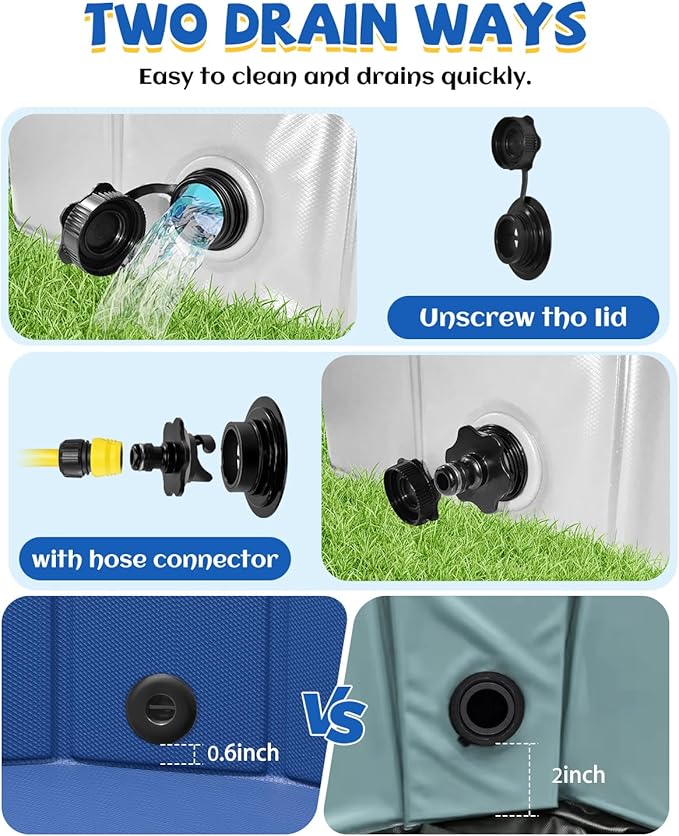 Portable Dog Pool PVC Pet Swimming Hard Plastic Pool Bathtub Collapsible Dog Poo for Pets to Swim and Bath (XL-63"x 12" Light Grey)