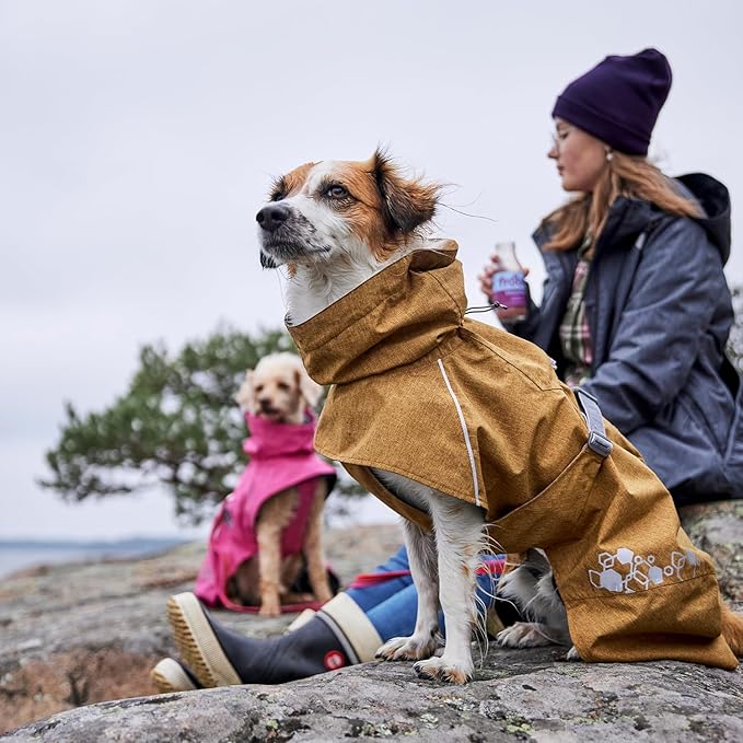 Hurtta Monsoon Coat II ECO, Wet Weather Dog Raincoat Coat, Desert, 31 in