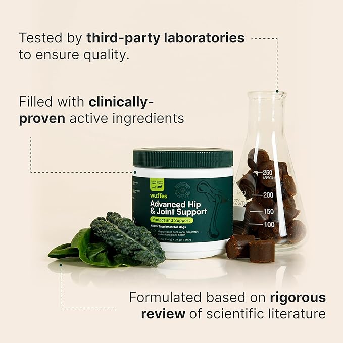 Wuffes Chewable Dog Hip & Joint Supplement - Glucosamine & Chondroitin Chews - Dog Joint Supplements & Vitamins - Extended Joint Care (Large Breed (Over 65 lbs), 90 Chews (Pack of 3))