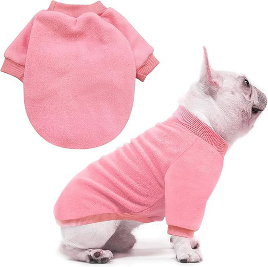 Idepet Dog Fleece Sweater - Soft Puppy & Cat Pullover Sweatshirt - Warm Winter Shirt (Small, Pink)