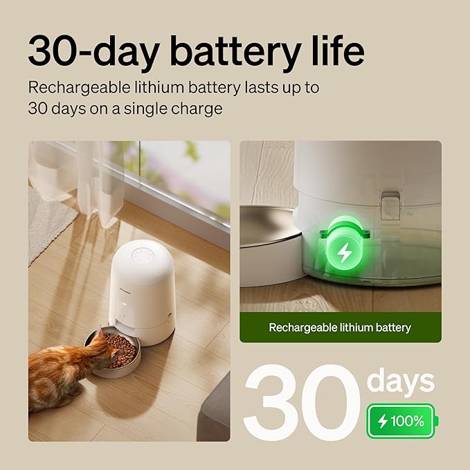 PETLIBRO Automatic Cat Feeder, WiFi Automatic Cat Food Dispenser Rechargeable Battery-Operated with 30-Day Life, AIR Pet Feeder for Cat & Dog, Timed Cat Feeder 1-6 Meals Control, 2L Auto Cat Feeder