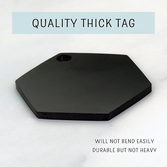 Ultra Joys Custom Personalized Dog ID Tag - Brushed Stainless Steel Hexagon Black Large