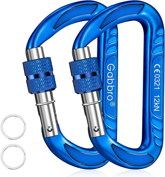 Gabbro Carabiner Clips Heavy Duty, | Wiregate Snap, Screw Locking, Aluminum, Lightweight Caribeener | for Hammock, Hiking, Camping, Water Bottle, Dog Leash Harness, Keychains
