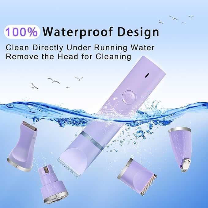 Dog Grooming Clippers Kit-Electric Rechargeable Cat Trimmer Tools-Cordless Quiet Pet Nail Paw Grinder-4 in 1 Multifunctional Low Noise Shaver-Razor for feet Face Ears Toenail Eye