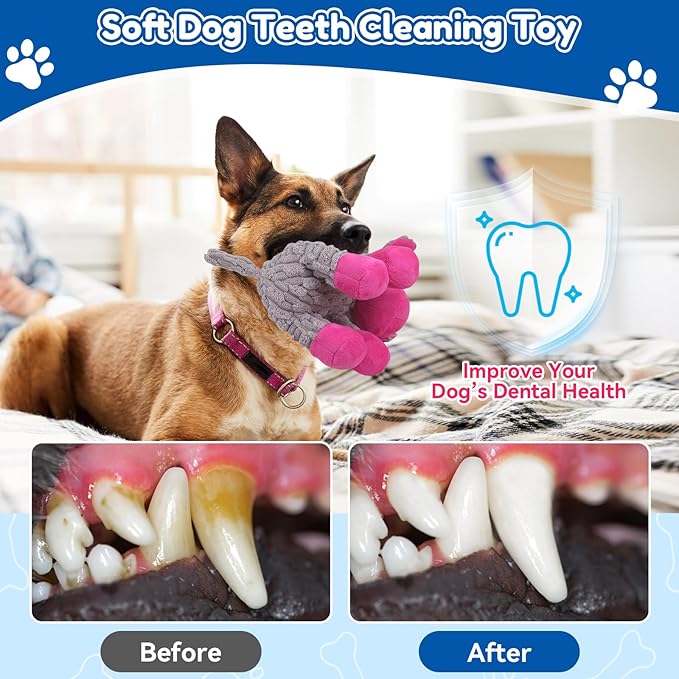 Plush Chew Toys for Large Dogs, Tough Crinkle Stuffed Animal Squeaky Interactive Toys for Small Medium Large Dogs, Keep Them Busy, Big Pet Toys