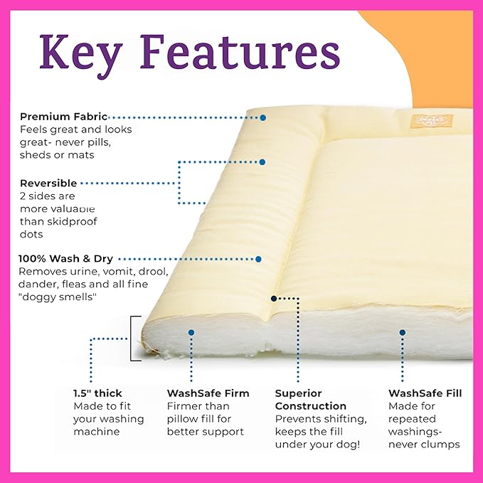 Pet Dreams Dog Crate Pad - Washable Kennel Mat, Crate Pads for Dog Cages, Non-Toxic, Flat Indoor Cat Bed, Fits iCrate 18, 24, 30, 36, 42, 48 Inches (Grey, X Small, 18")