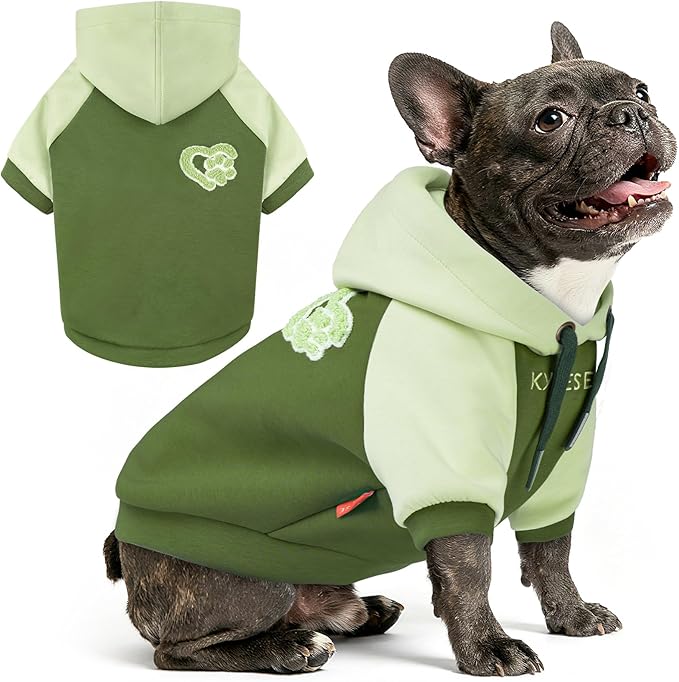 KYEESE Dog Hoodie Stretchy Dog Clothes for Small Dogs Soft Pet Sweatshirt with Drawstring Comfort Cat Sweater Cat Coat with Leash Hole Warm Pet Clothes Dogs Winter Coat for Cold Weather