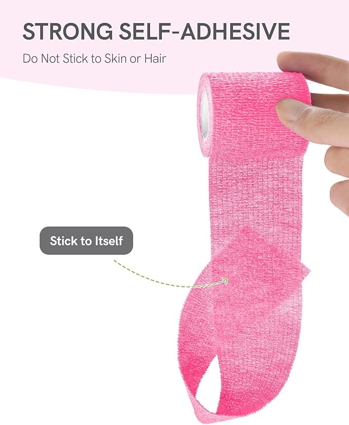 FriCARE Self Adhesive Bandage Wrap, Medical Tape in First Aid Kit, Cohesive Bandages for Wounds Sport Vet, 2 Inches X 5 Yards 16 Rolls, Glowing