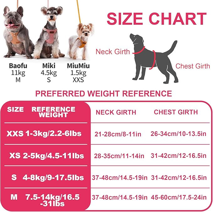 Puppytie No Pull Small Dog Harness with Multifunction Dog Leash,Lightweight Soft Adjustable No Choke Escape Proof Pet Harness Vest Pet Harness Vest,red,S