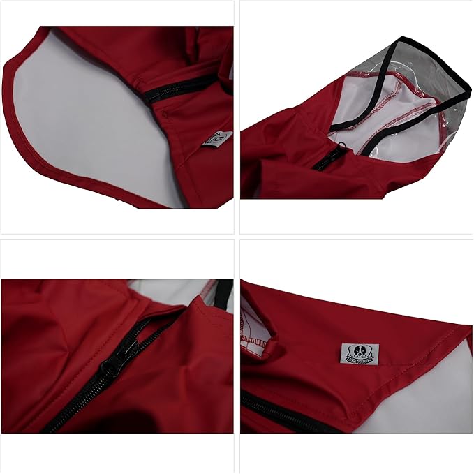 LoveLonglong Premium Waterproof Dog Raincoat with Reflective Safety Features Pet Raincoats for Large Medium Small Dogs Red XS