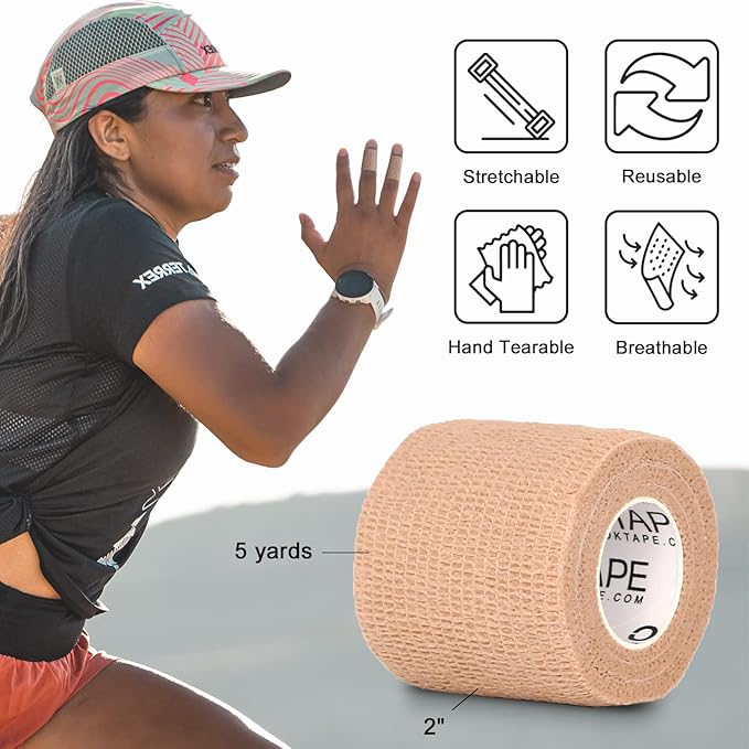 OK TAPE Self Adherent Cohesive Bandages Wrap - 12Packs, 2" x 5 Yards, Non-Woven Self Adhesive Bandage Wrap for Thumb, Finger, Wrist, Ankle, Vet Wrap Bandages Tape (Sapphire Blue)